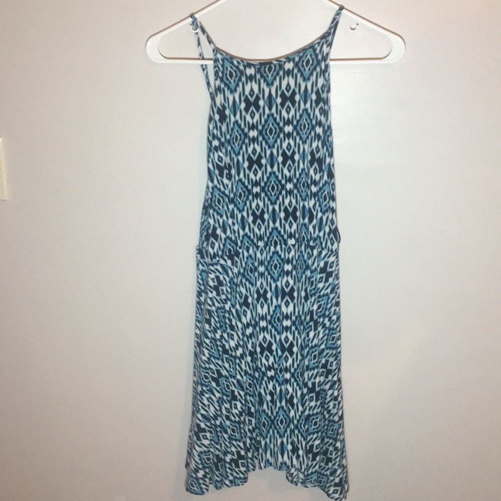 Multicolored flattering blue dress
